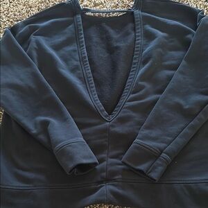 Deep V open back Black Sweatshirt